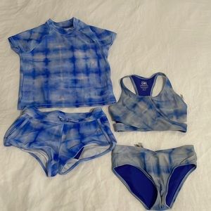Athleta Girl Swim bundle rash guard, board shorts sz M 8-10